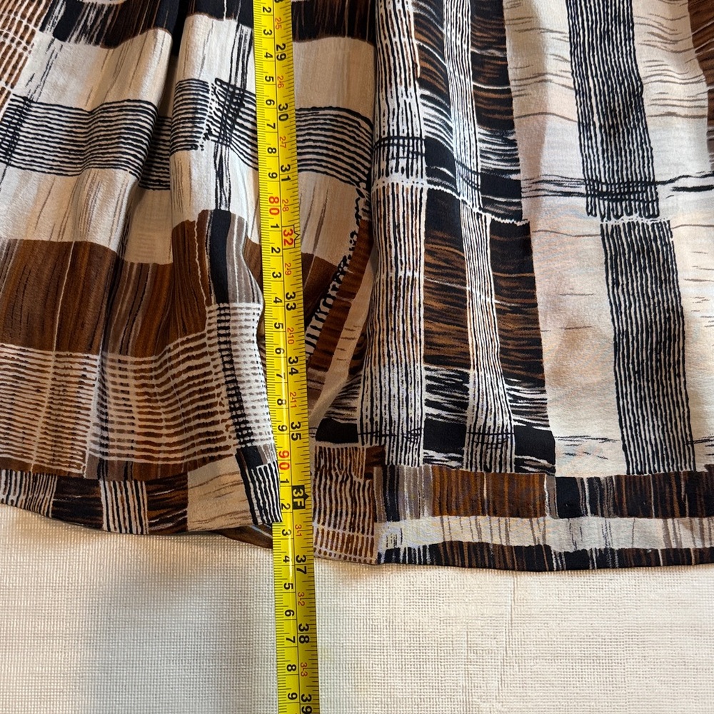 Plenty by Tracy Reese Anthropologie Brown Cream Plaid Sleeveless Silk Sundress 8 - Picture 6 of 13